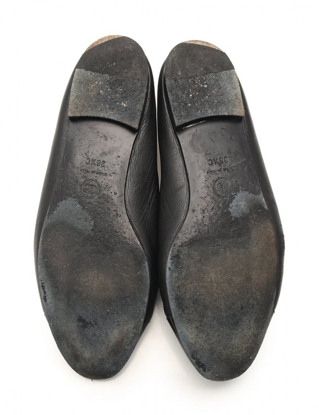 シャネル CHANEL フラットシューズ バレリーナ ココマーク 黒