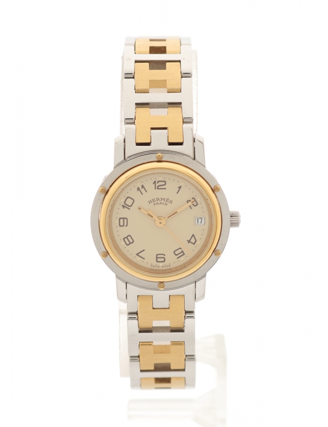 エルメス HERMES 腕時計 レディース クオーツ クリッパー シルバー  