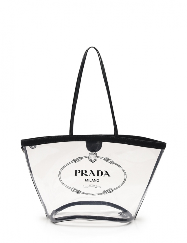 プラダ PRADA トートバッグ プレックス カナパ クリア 黒 1BG166 