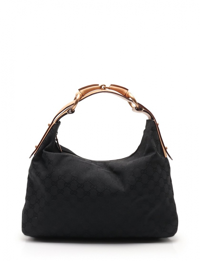 グッチ GUCCI ショルダーバッグ GGキャンバス ホースビット 黒 