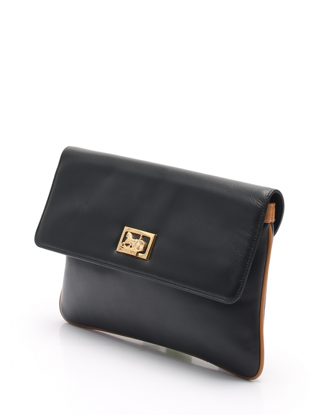 CELINE オールドセリーヌ 馬車金具 レザー クラッチバッグ セカンド