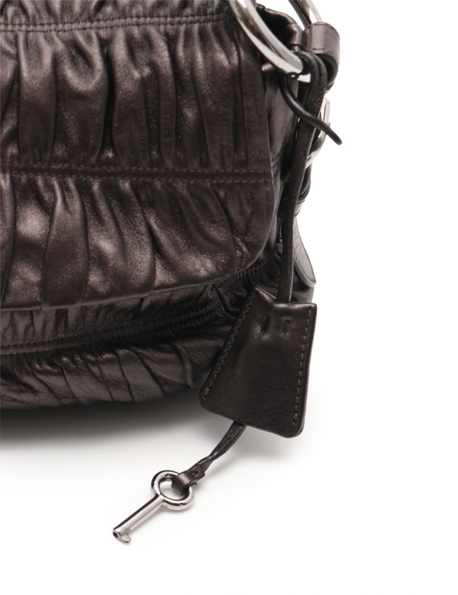 プラダ PRADA ショルダーバッグ NAPPA GAUFRE ダークグレー BR3972 