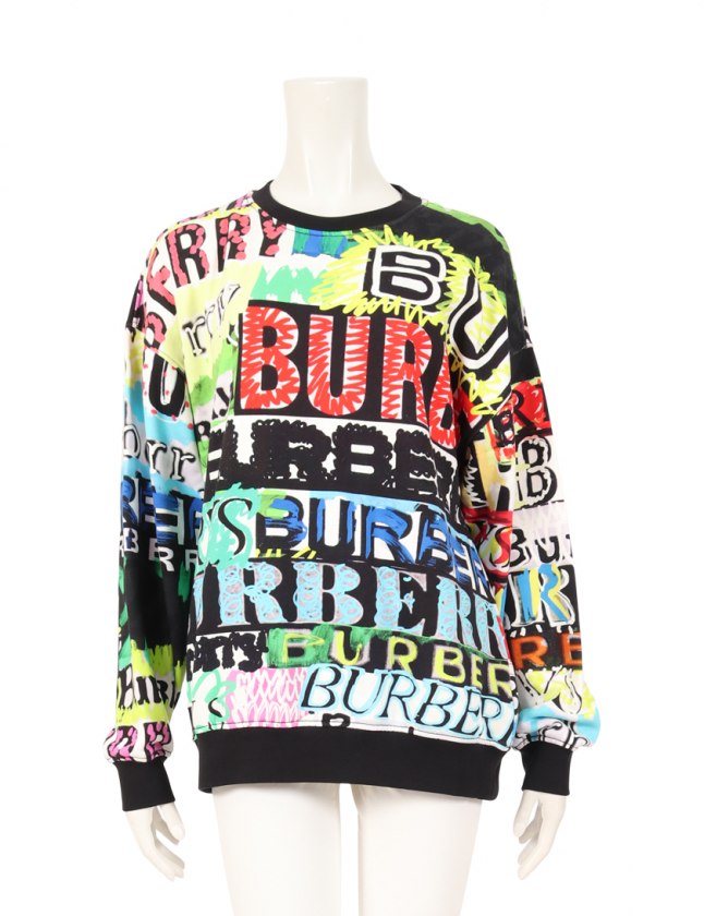 バーバリー BURBERRY スウェットシャツ トレーナー 黒 マルチカラー  