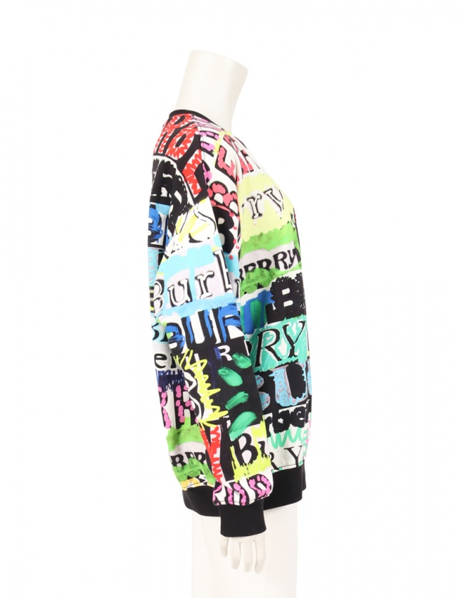 バーバリー BURBERRY スウェットシャツ トレーナー 黒 マルチカラー  