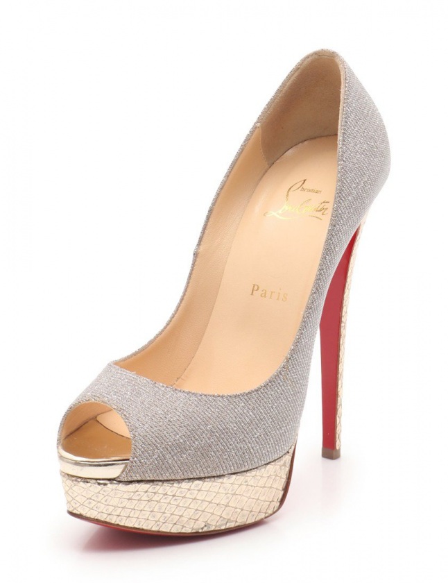 Christian Louboutin シルバー オープントゥ 高ヒール