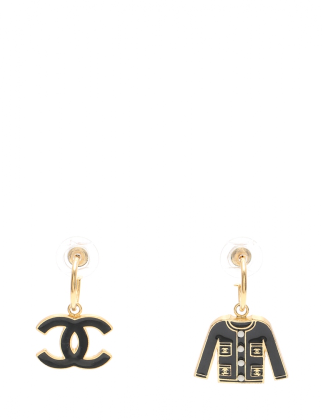 シャネル CHANEL ピアス ココマーク 黒 ゴールド アクセサリー 