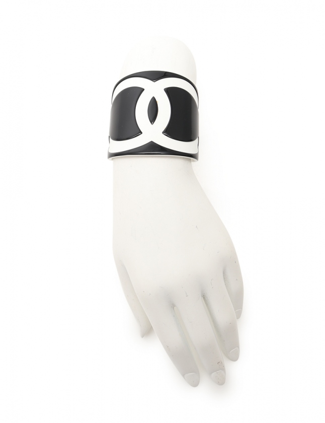 CHANEL シャネル ココマーク リストバンド ブレスレット バングル 白