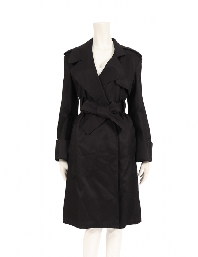 セリーヌ Celine トレンチコート 黒 38 アウター 無地 M コットン レディース 114 ベクトルパーク