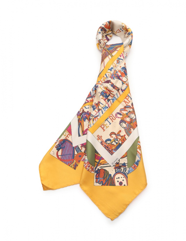 エルメス Hermes スカーフ カレ90 黄 マルチカラー 小物 総柄 シルク A La Gloire De Gvillavme レディース 114 ベクトルパーク