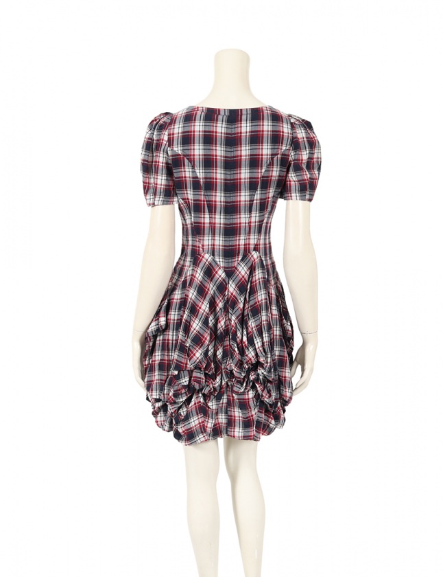BURBERRY 赤と白のチェック柄 半袖ワンピース BURBERRY - バーバリー
