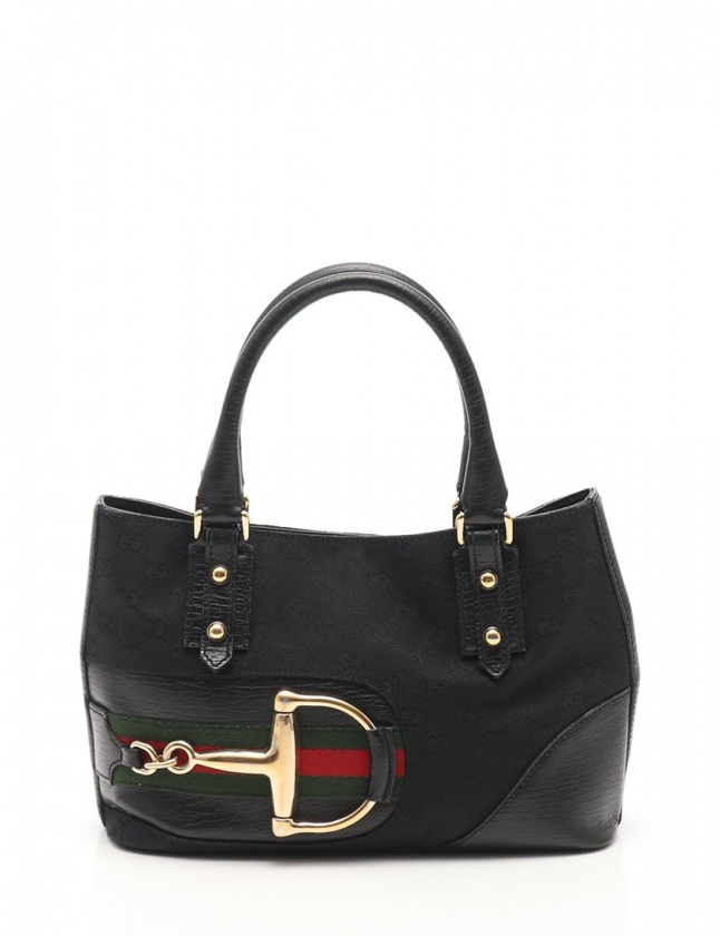 グッチハンドバッグGGキャンバスホースビットシェリー