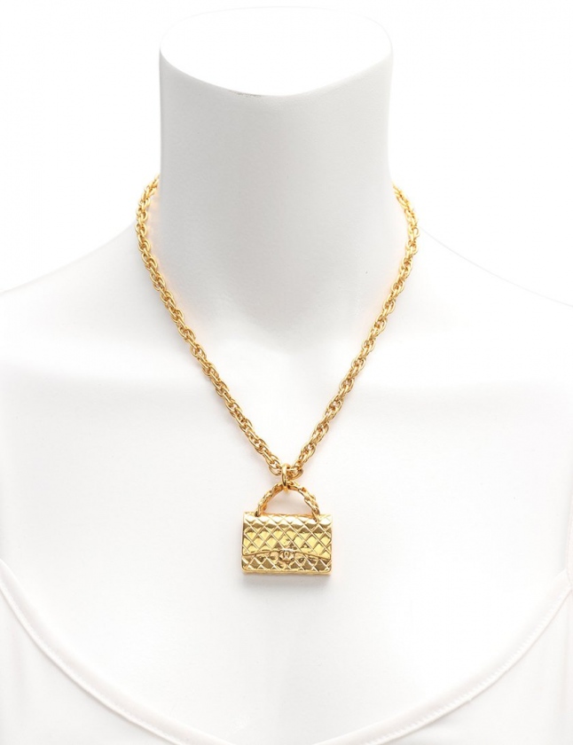 シャネル CHANEL ネックレス マトラッセチェーンバッグ ゴールド 