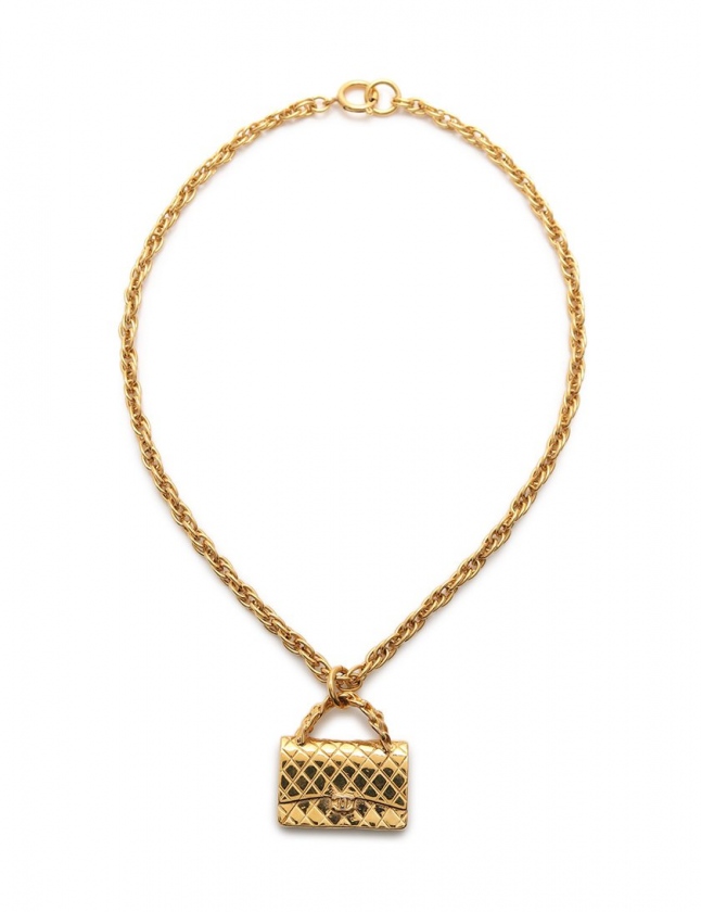 シャネル CHANEL ネックレス マトラッセチェーンバッグ ゴールド 