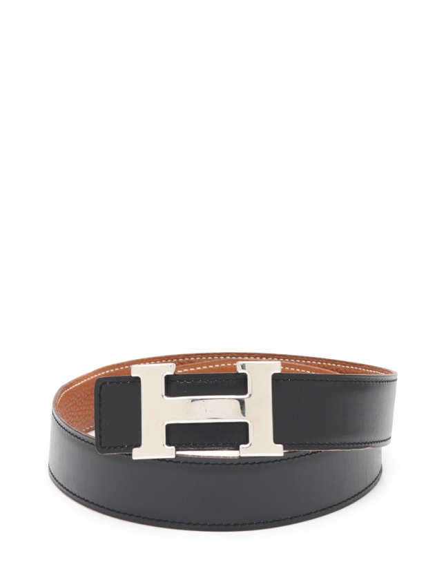 エルメス Hermes ベルト 革ベルト コンスタンス Hベルト 黒 小物 ボックスカーフ トリヨンクレマンス F刻印 シルバー金具 レディース 114 ベクトルパーク
