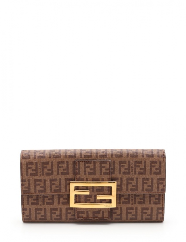 フェンディ FENDI 二つ折り長財布 ズッキーノ マンマバケット 茶 小物