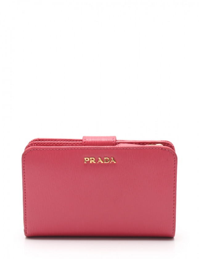 プラダ PRADA 二つ折り財布 VITELLO MOVE BI 赤 ピンク 小物 レザー