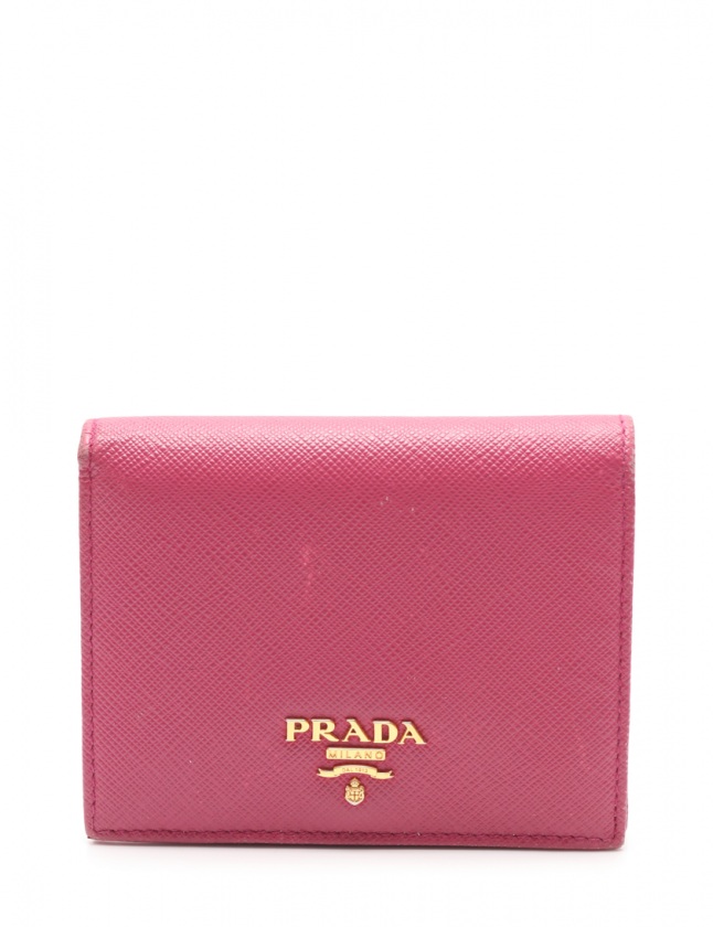 プラダ PRADA 二つ折り財布 SAFFIANO +ST.FLO レザー PESCO ピンク 花柄 1MV204 /046375 【中古】 プラダ PRADA 二つ折り財布 SAFFIANO +ST.FLO レザー PESCO ピンク 花