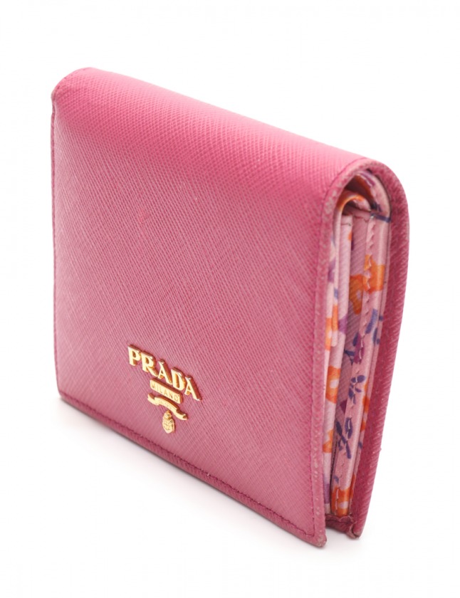 プラダ PRADA 二つ折り財布 ピンク 小物 サフィアーノレザー 1MV204