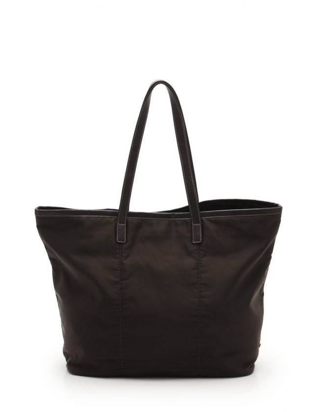 プラダ PRADA トートバッグ ロゴジャガード 茶 BR4634 ナイロン レザー  
