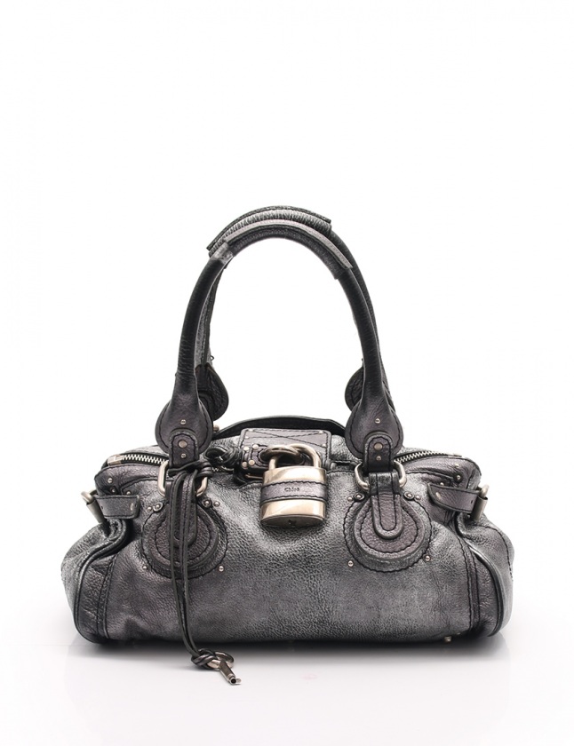 クロエ CHLOE ショルダーバッグ パディントン グレーメタリック レザー 