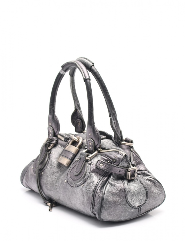 クロエ CHLOE ショルダーバッグ パディントン グレーメタリック レザー 