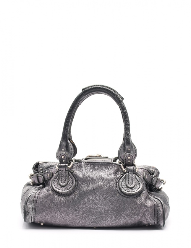 クロエ CHLOE ショルダーバッグ パディントン グレーメタリック レザー 