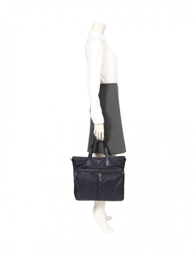 プラダ PRADA トートバッグ ネイビー VA0860 ナイロン レザー 2WAY 