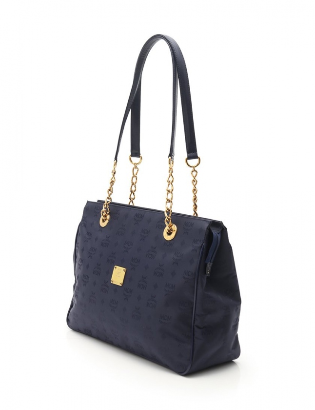 エムシーエム MCM チェーントートバッグ ヴィセトス ネイビー PVC  