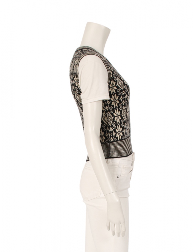 シャネル CHANEL ニット ココマーク 黒 アイボリー 36 トップス