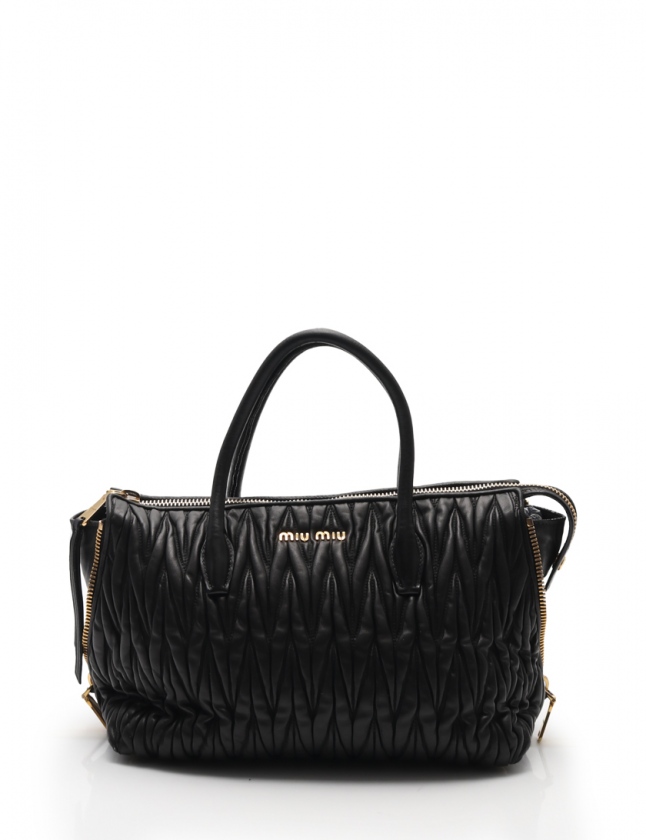 お値下げ】ミュウミュウ MIUMIU ハンドバッグ レザー ブラック 定番品 