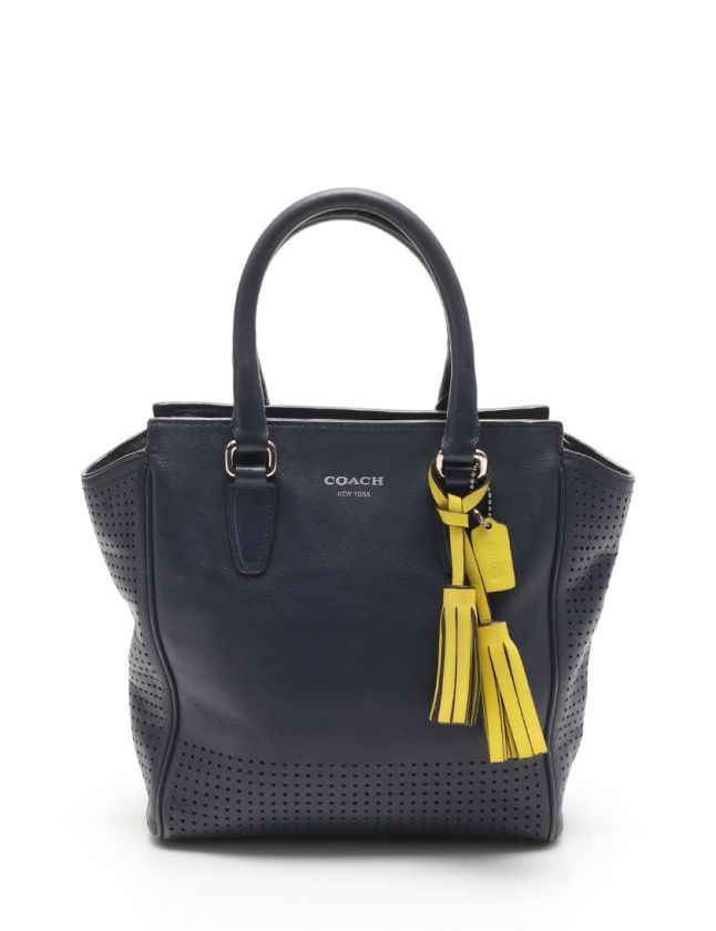 COACH◇COACH コーチ ハンドバッグ_オールレザー/レザー/NVY COACH