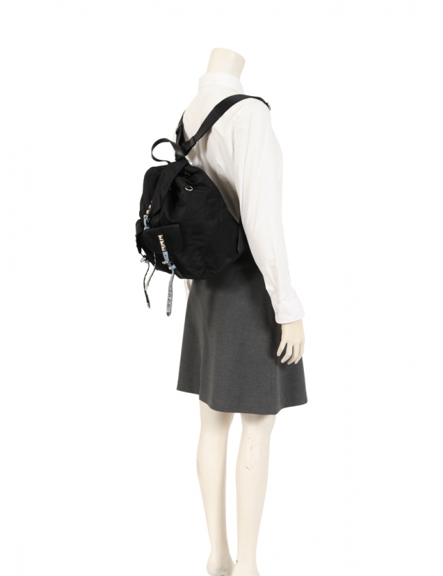 プラダ PRADA バックパック リュック 黒 1BZ811 テスート スタッズ VEW 