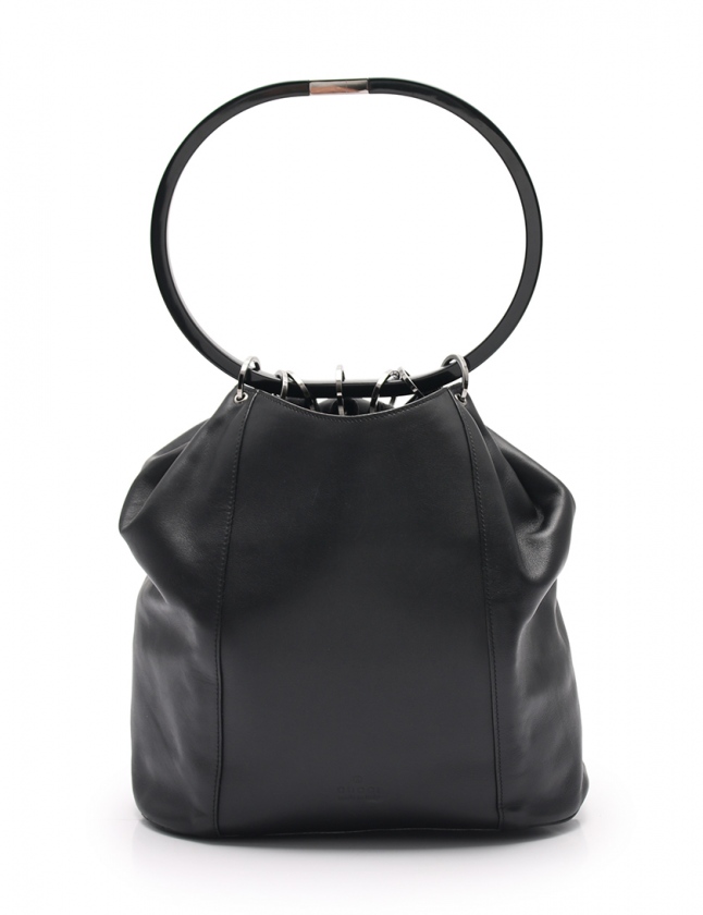 グッチ GUCCI ハンドバッグ 黒 001 3738 レザー プラスチックハンドル 