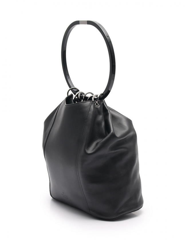 グッチ GUCCI ハンドバッグ 黒 001 3738 レザー プラスチックハンドル  
