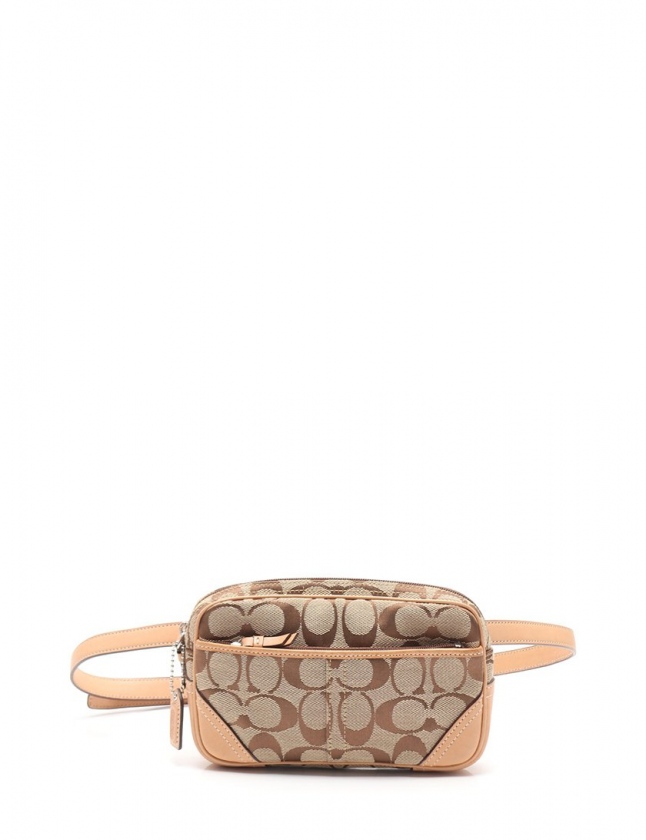 コーチ COACH ウエストポーチ シグネチャー ベージュ キャンバス 