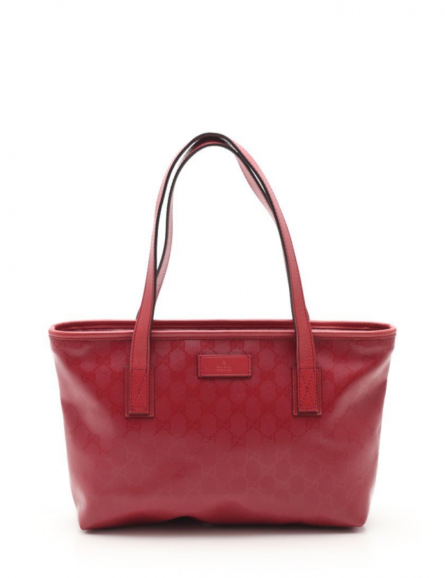 グッチ GUCCI トートバッグ GGインプリメ 赤 211138 PVC レザー 