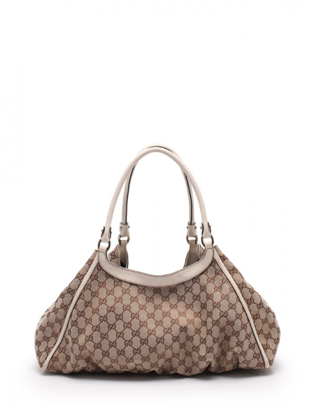 グッチ アビー GGキャンバス ショルダーバッグ ベージュ ホワイト 白