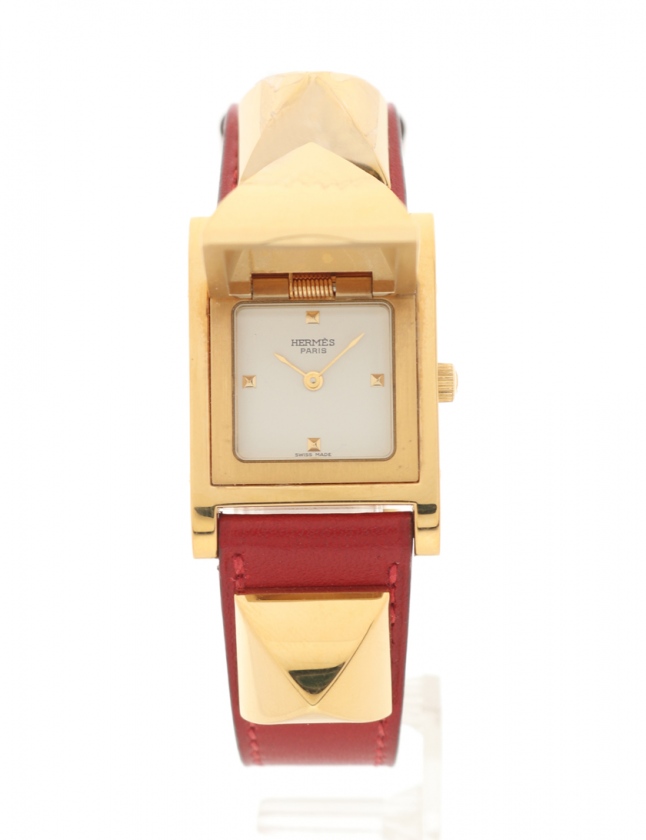 エルメス Hermes 腕時計 メドール レディース ゴールド 赤 Gp レザー X刻印 白文字盤 レディース 114 ベクトルパーク