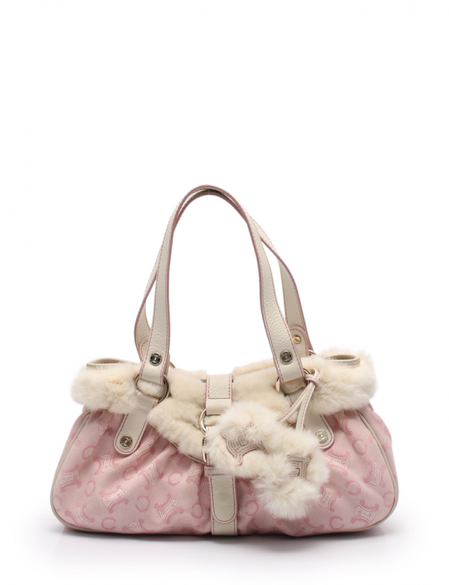 セリーヌ CELINE ショルダーバッグ Cマカダム ピンク アイボリー