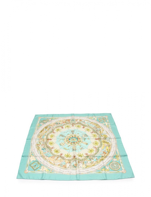 エルメス HERMES スカーフ カレ90 黄緑 マルチカラー 小物 シルク per