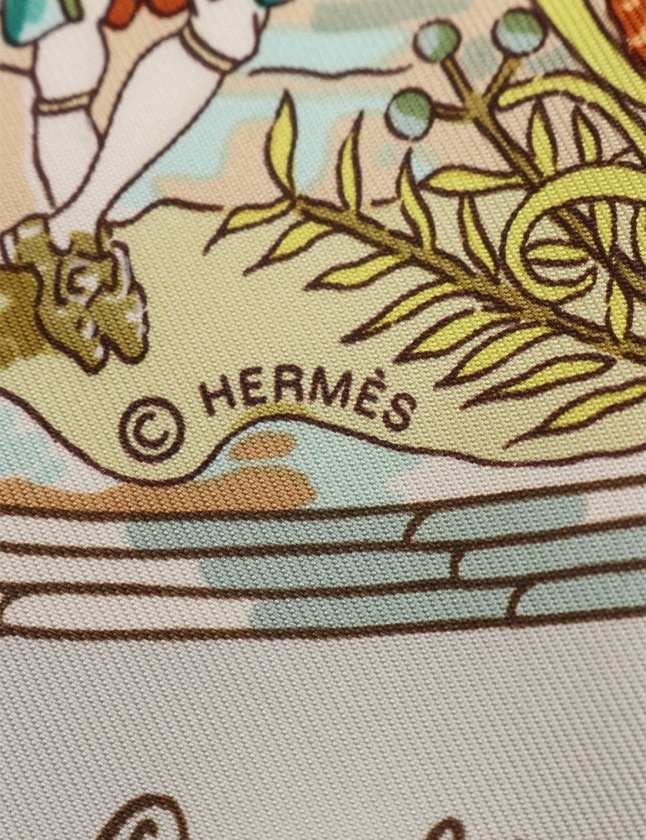エルメス HERMES スカーフ カレ90 黄緑 マルチカラー 小物 シルク per