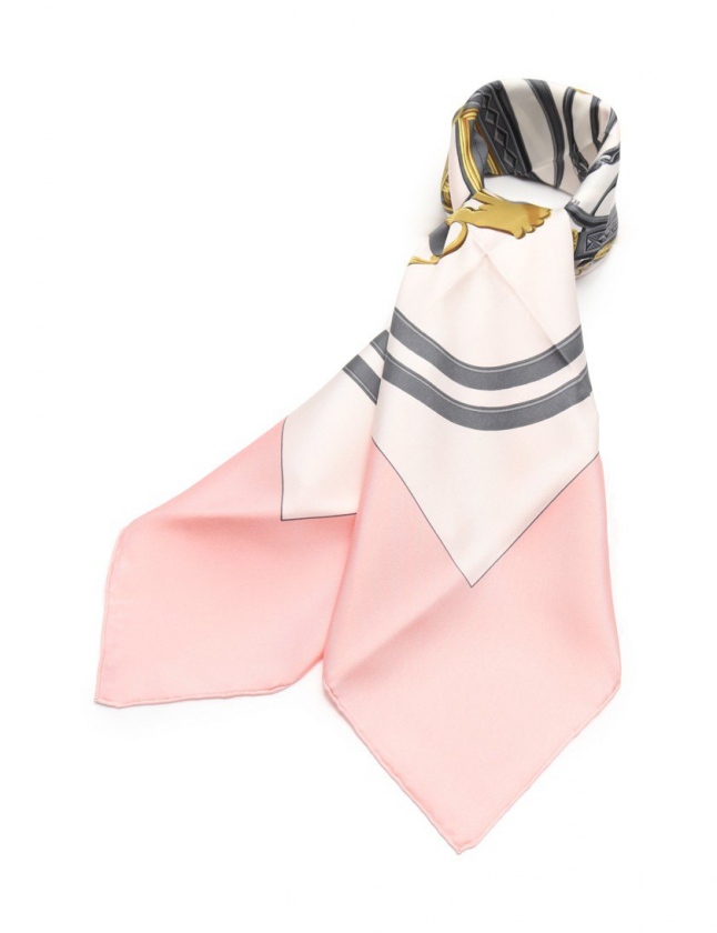 エルメス HERMES スカーフ カレ90 アイボリー ピンク グレー 小物  