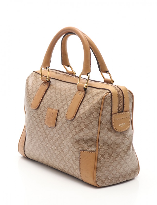 セリーヌ CELINE ミニボストンバッグ マカダム グレーベージュ