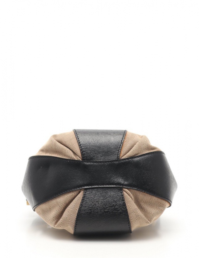 フェンディ FENDI ハンドバッグ ベージュ 黒 8BK036 レザー キャンバス 