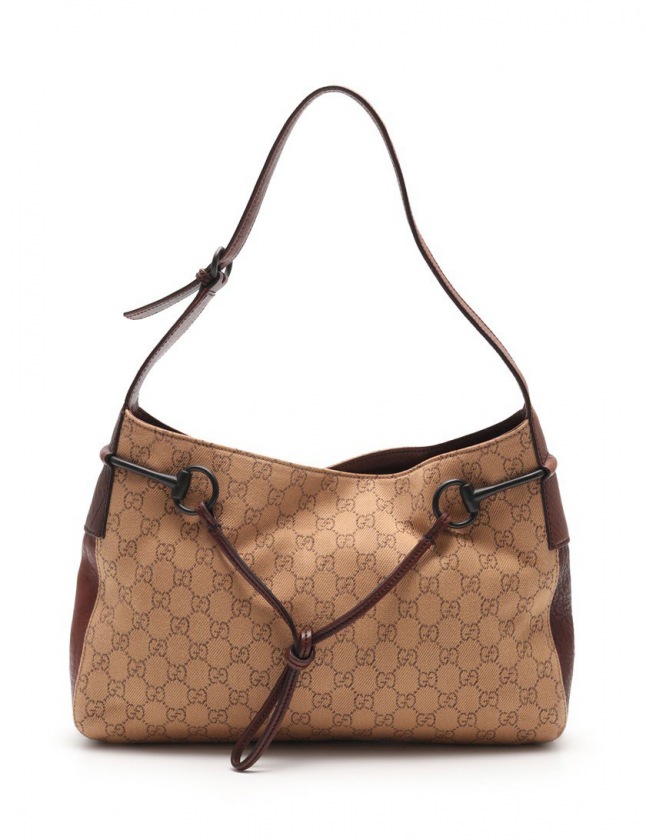 グッチ GUCCI ショルダーバッグ GGキャンバス ベージュ ダークブラウン 