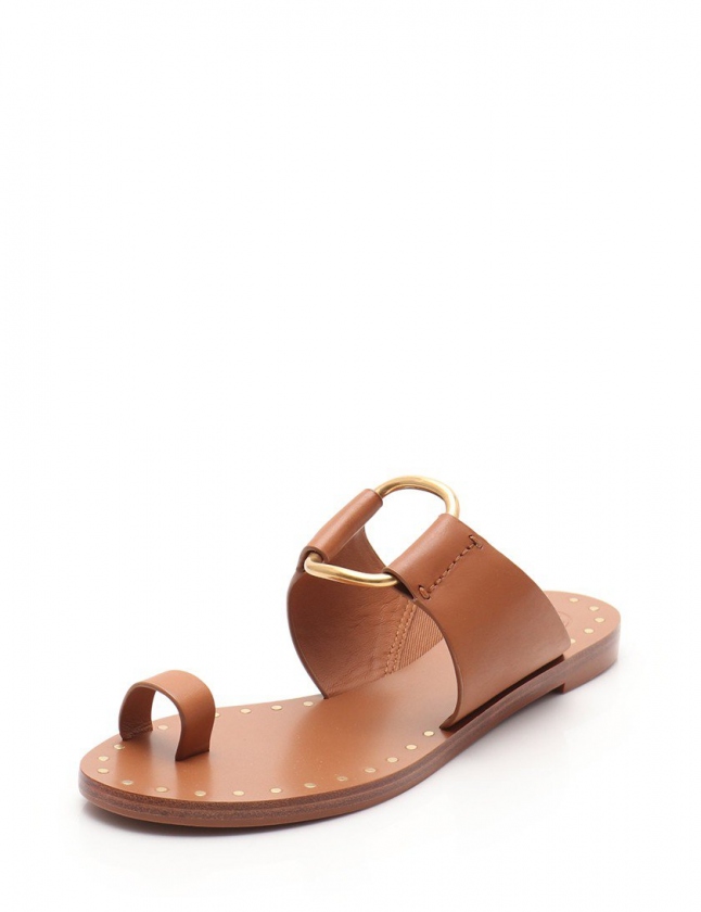 トリーバーチ TORY BURCH サンダル 茶 7.5 シューズ 24.5cm 55448 