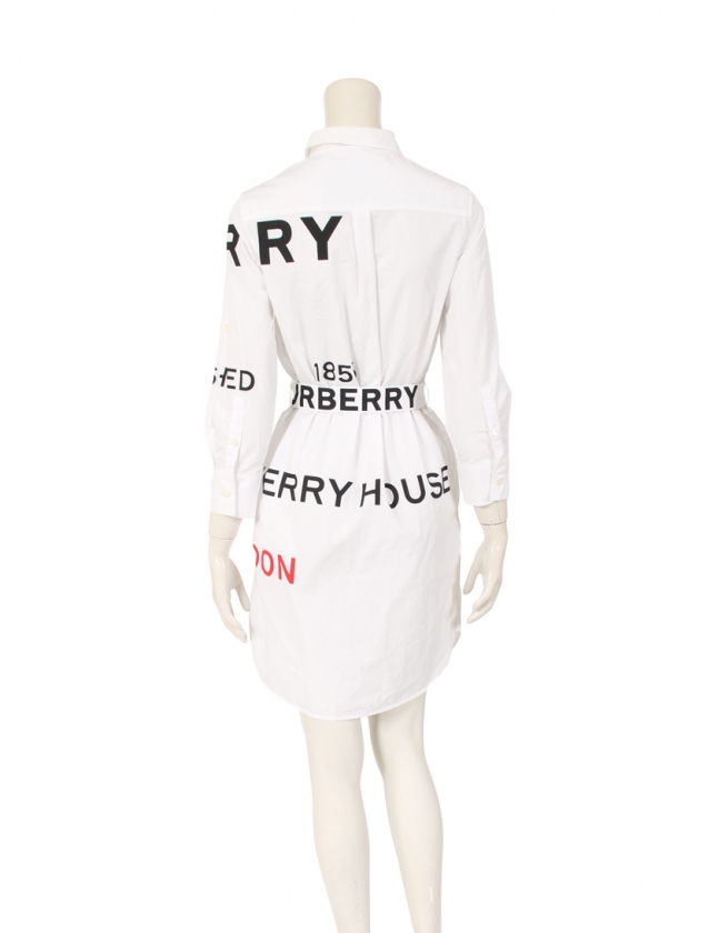 バーバリー BURBERRY シャツワンピース ホースフェリープリント タイ  