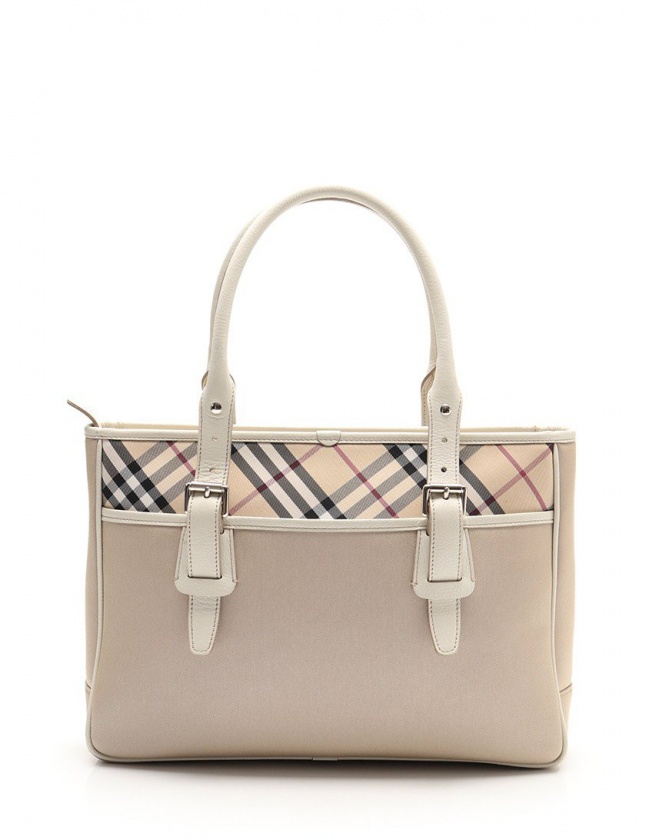 バーバリー BURBERRY トートバッグ ノバチェック ベージュ 白 