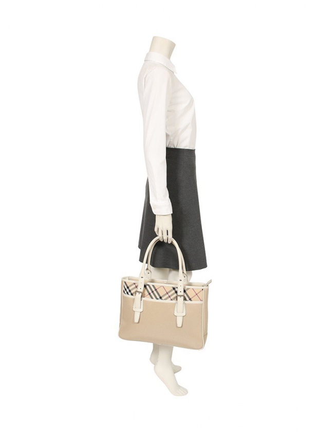 バーバリー BURBERRY トートバッグ ノバチェック ベージュ 白