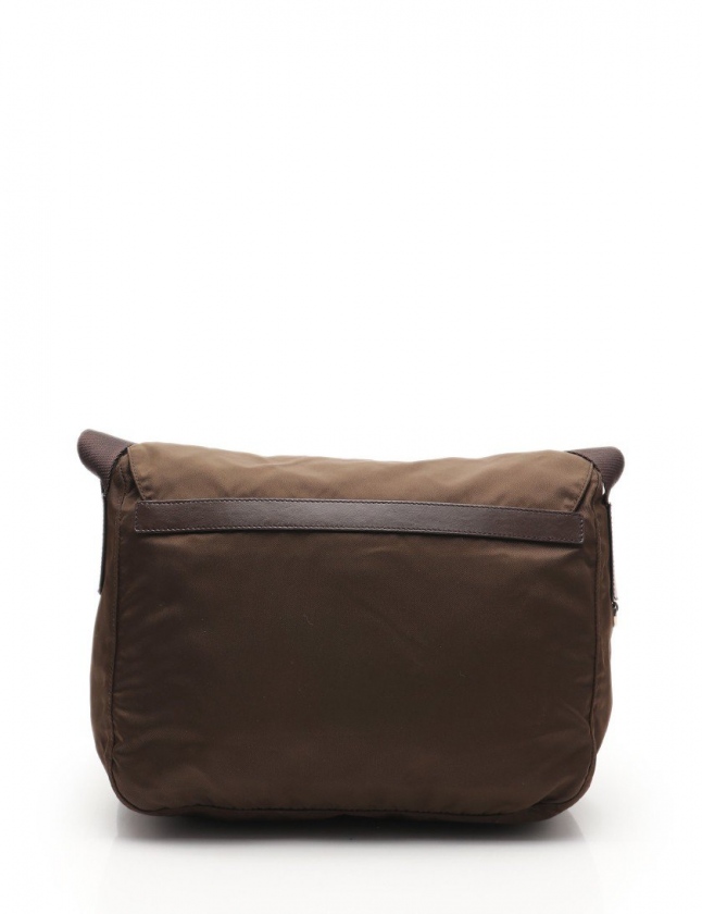 PRADA leather messenger bag dark brown